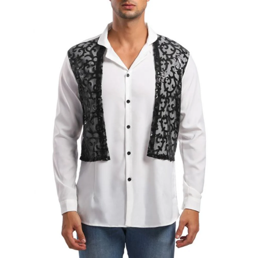 Faux Twinset Lace Panel Shirt - White Fansmadedirect