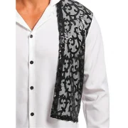 Faux Twinset Lace Panel Shirt - White Fansmadedirect
