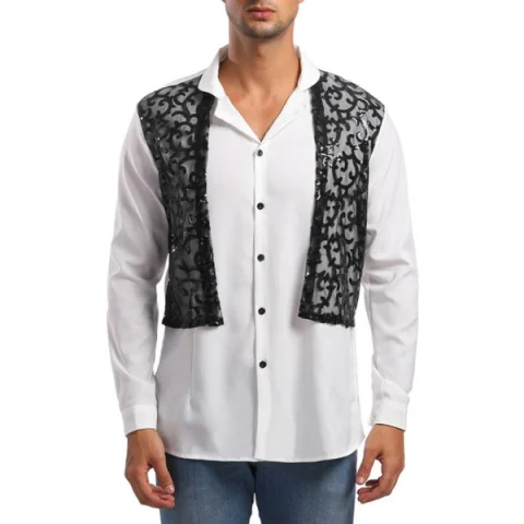 Faux Twinset Lace Panel Shirt - White Fansmadedirect