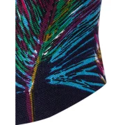 Feather Printed hort leeves hirt - Deep Blue Fansmadedirect