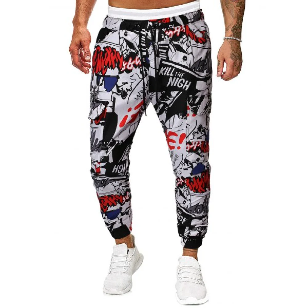 Figure Letter Comic Graphic Patter Casual Jogger Pants - Fansmadedirect