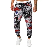 Figure Letter Comic Graphic Patter Casual Jogger Pants - Fansmadedirect