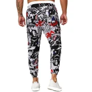 Figure Letter Comic Graphic Patter Casual Jogger Pants - Fansmadedirect