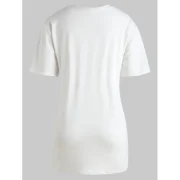 Figure Print Ribbon Graphic T-shirt - Milk White Fansmadedirect
