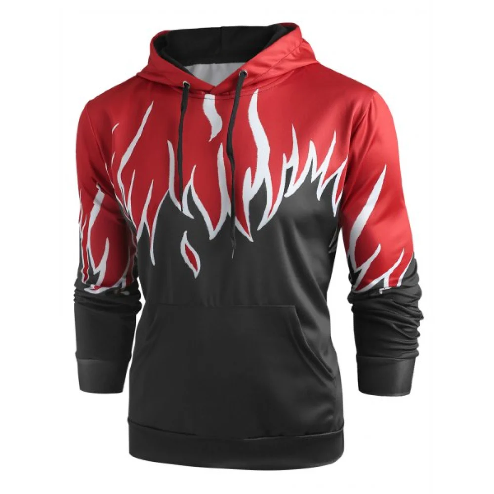 Fire Print Long Sleeve Hoodie - Fansmadedirect