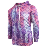 Fish Scale Print Pouch Pocket Hoodie - Fansmadedirect