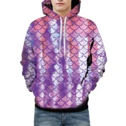 Fish Scale Print Pouch Pocket Hoodie - Fansmadedirect