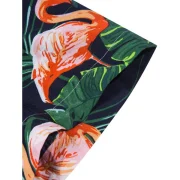 Flamingo Leaf Print Short Sleeves Shirt - Cadetblue Fansmadedirect