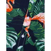 Flamingo Leaf Print Short Sleeves Shirt - Cadetblue Fansmadedirect