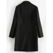 Flap Pocket Single Breast Overcoat - Black Fansmadedirect