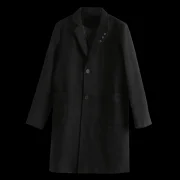 Flap Pocket Single Breast Overcoat - Black Fansmadedirect