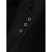 Flap Pocket Single Breast Overcoat - Black Fansmadedirect