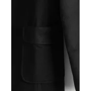 Flap Pocket Single Breast Overcoat - Black Fansmadedirect