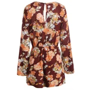 Flare Sleeve Knot Front Floral Romper - Fansmadedirect