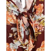 Flare Sleeve Knot Front Floral Romper - Fansmadedirect