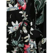Flare Sleeve Tie Knot Floral Dress - Black Fansmadedirect