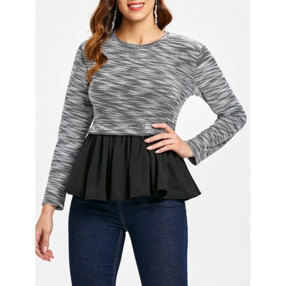 Flared Hem Casual Top - Black Fansmadedirect