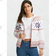 Fleece Hooded nowflake Printed Christmas Hoodie - White Fansmadedirect