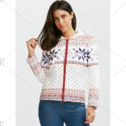 Fleece Hooded nowflake Printed Christmas Hoodie - White Fansmadedirect