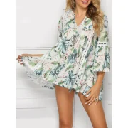 Floral Bell Sleeve Crochet Blouse - Multi-a Fansmadedirect