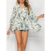 Floral Bell Sleeve Crochet Blouse - Multi-a Fansmadedirect