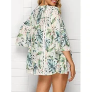 Floral Bell Sleeve Crochet Blouse - Multi-a Fansmadedirect