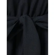 Floral Embroidery Long Sleeve Peplum T-shirt - Black Fansmadedirect