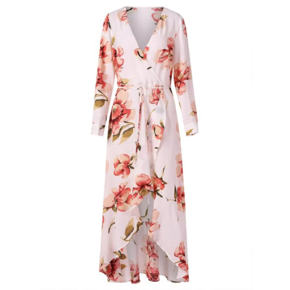 Floral High Low Surplice Dress - Fansmadedirect