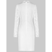 Floral Lace Panel Sheath Dress with Bowknot - White Fansmadedirect