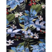 Floral Leaf Print Hawaii Short Sleeve Shirt - Light Blue Fansmadedirect