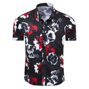 Floral Pattern Design Leisure Shirt - Black Fansmadedirect