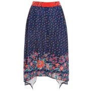 Floral Pattern Swing Skirt - Midnight Blue Fansmadedirect