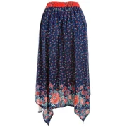 Floral Pattern Swing Skirt - Midnight Blue Fansmadedirect