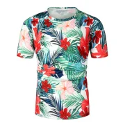 Floral Plant Print hort leeves T-shirt - White Fansmadedirect