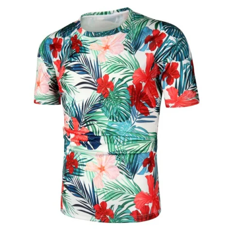 Floral Plant Print hort leeves T-shirt - White Fansmadedirect