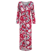 Floral Print Button Up axi Dress - Red Fansmadedirect