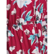 Floral Print Button Up axi Dress - Red Fansmadedirect