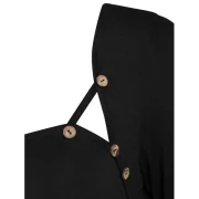 Floral Print Chiffon Panel Overlap Asymmetric Tee - Black Fansmadedirect