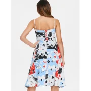 Floral Print Fit and Flare Knee Length Dress - Fansmadedirect