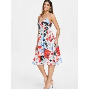 Floral Print Fit and Flare Knee Length Dress - Fansmadedirect