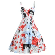 Floral Print Fit and Flare Knee Length Dress - Fansmadedirect