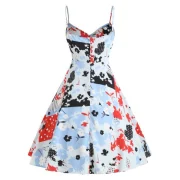 Floral Print Fit and Flare Knee Length Dress - Fansmadedirect