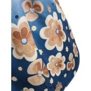 Floral Print Flare Dress with Belt - Blue Fansmadedirect