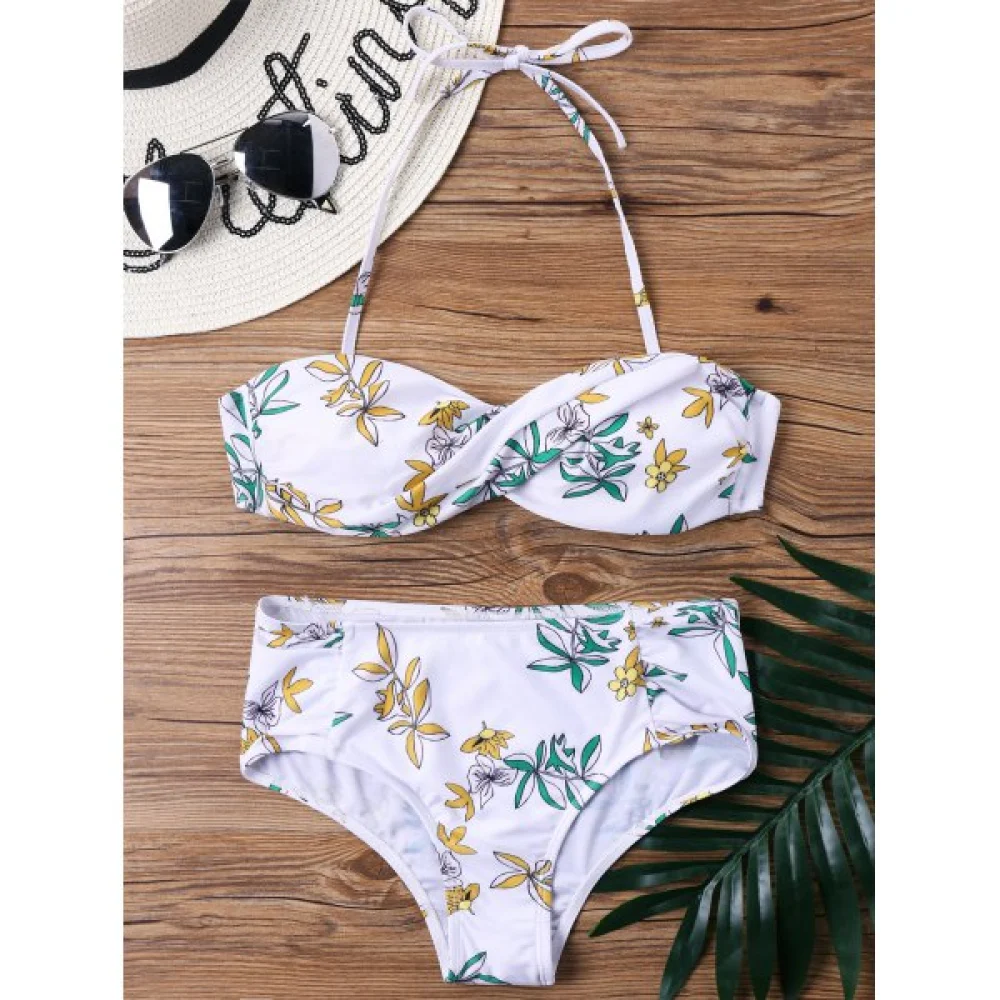 Floral Print Halter Bandeau Bikini et - Fansmadedirect
