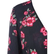 Floral Print High Waist Floor ength Dress - Black Fansmadedirect