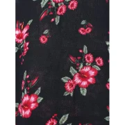 Floral Print High Waist Floor ength Dress - Black Fansmadedirect