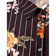 Floral Print Long Belted Dress - Black Fansmadedirect