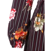 Floral Print Long Belted Dress - Black Fansmadedirect