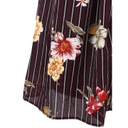 Floral Print Long Belted Dress - Black Fansmadedirect