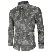 Floral Print Long Sleeves Hidden Button Shirt - Fansmadedirect